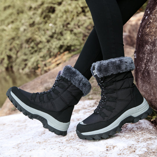 Damen Winterstiefel mit kuscheligem Kunstfellkragen und rutschfester Sohle EB