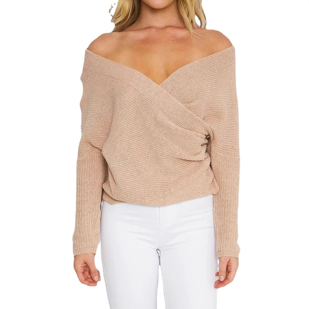Damen Wickelpullover mit traumhaftem V-Ausschnitt und lässiger Passform EB
