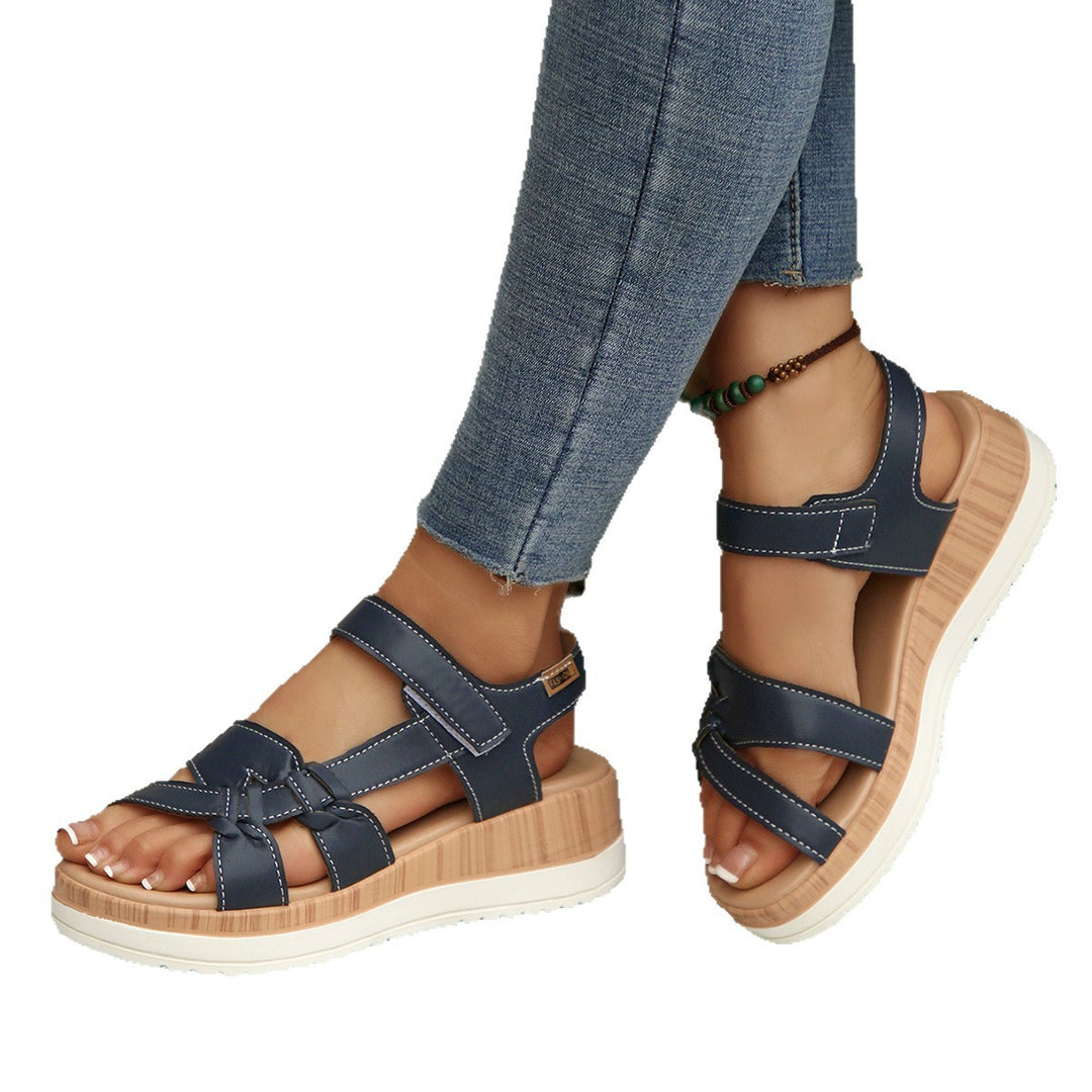 Damen Komfort-Sandalen mit modischen Riemendesign und dämpfendem Plateau EB