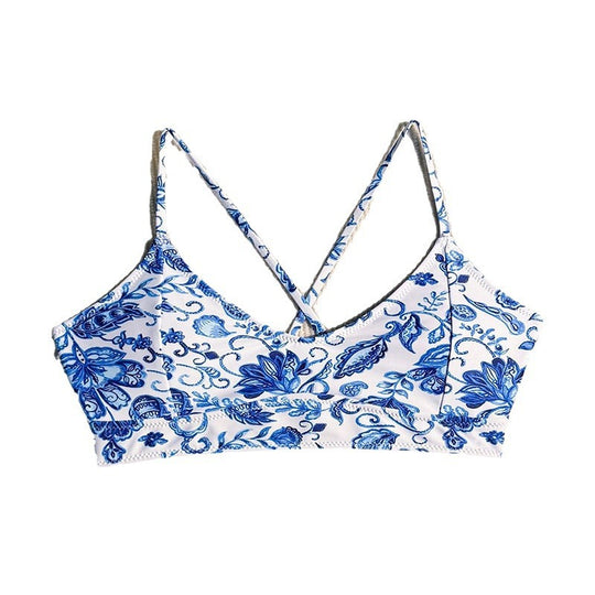 Damen sportliches Bikinioberteil mit verspieltem Blumendesign EB