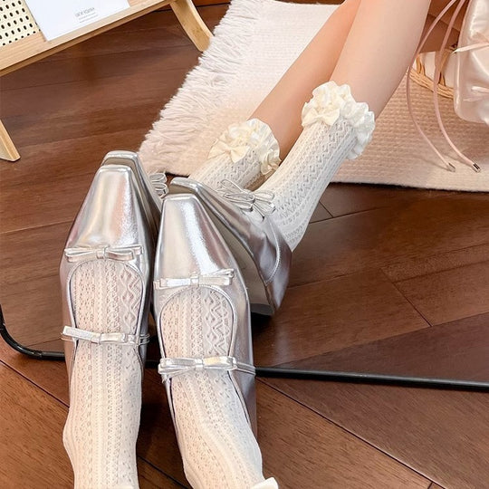 Damen Glänzende Pumps mit elegantem Schleifendetail und modernem Schnitt EB