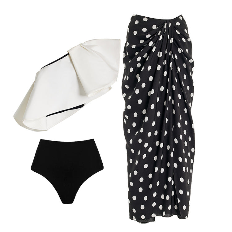 Damen Badeanzug Set mit modischem Wickelrock und eleganter Rüschen-Top EB