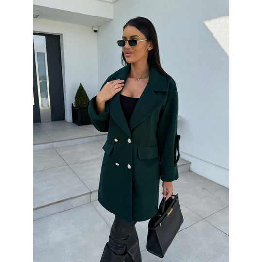 Damen Doppelreiher Oversized Blazer Mantel EB