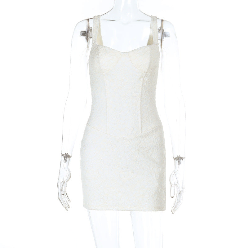 Damen figurbetontes Cocktailkleid mit Spitzenoberteil und elegantem Dekolleté EB