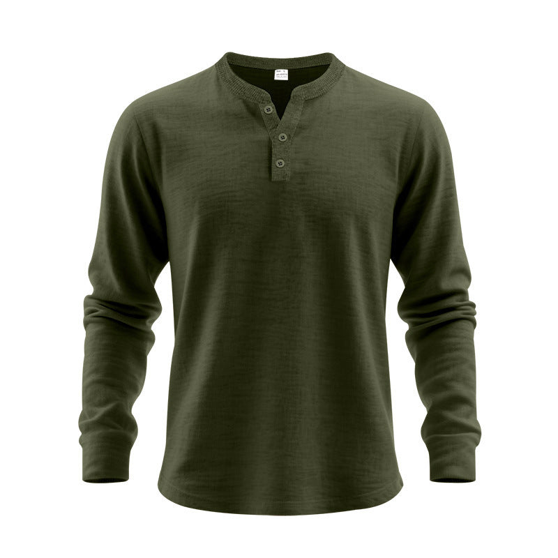 Herren nan langärmeliges Henleyshirt aus Thermo-Baumwollmix mit kurzer Knopfleiste und geripptem Kragen EB