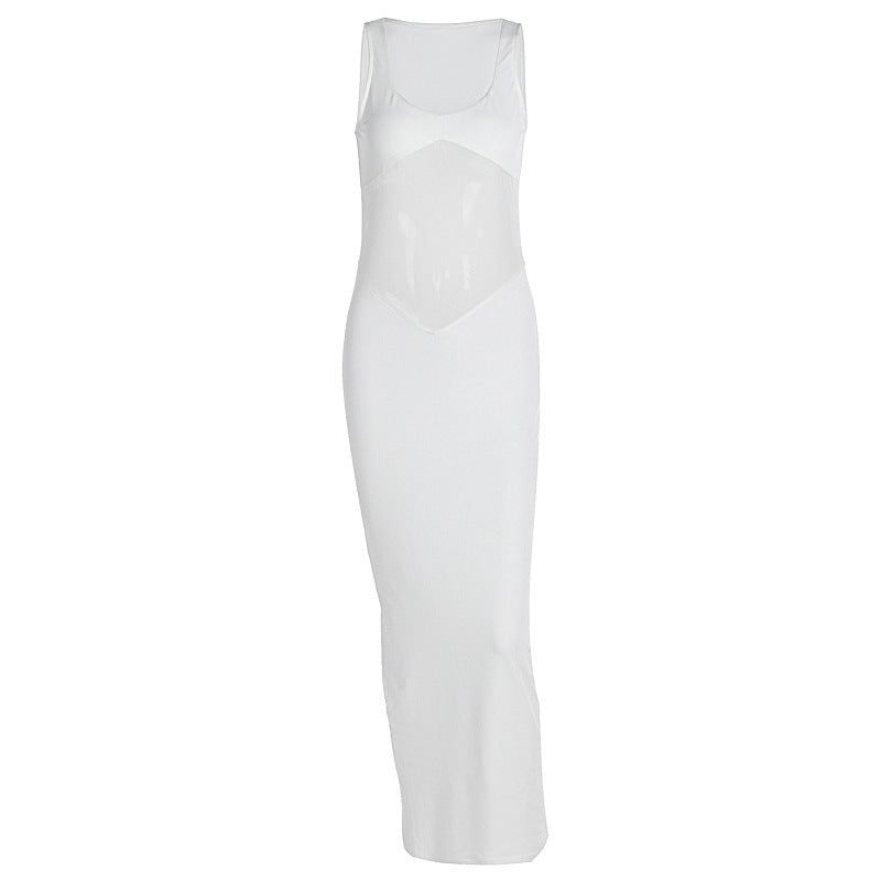 Damen Elegantes Maxikleid mit transparenten Einsätzen und figurbetontem Schnitt EB