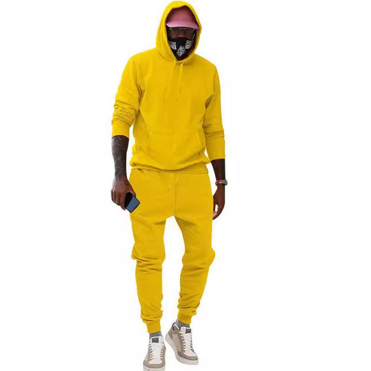 Herren nan lässiges Hoodie- und Jogging-Set aus French Terry mit Kängurutasche, gerippten Bündchen und elastischem Tunnelzugbund EB