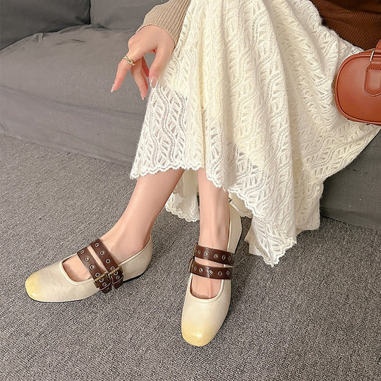 Damen elegante Mary Jane Schuhe mit modischen Schnallen EB