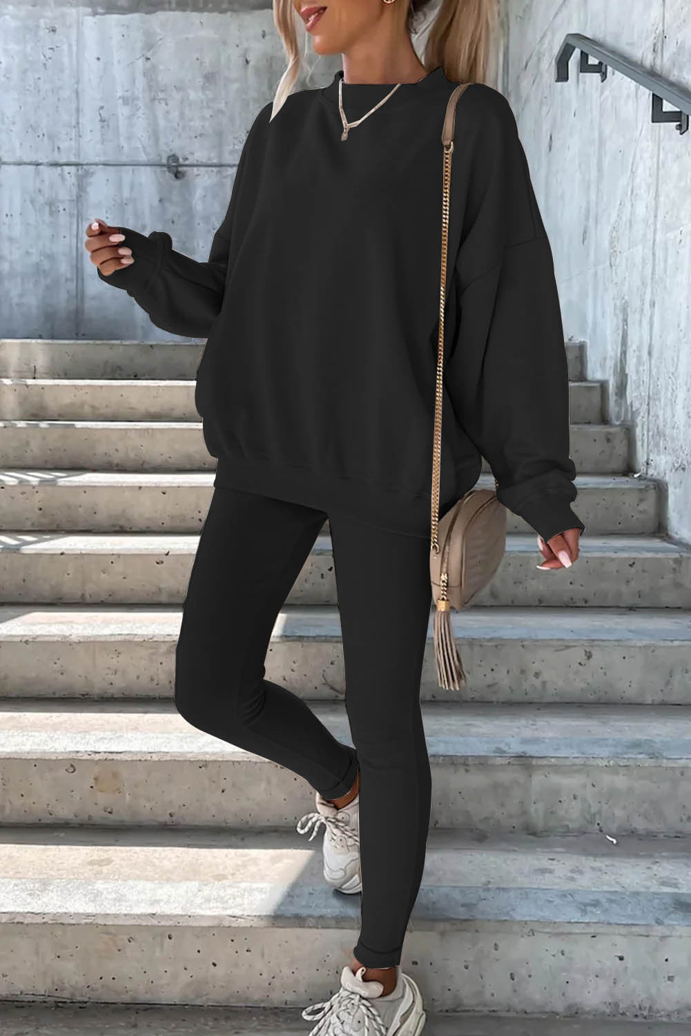 Damen Oversized Sweatshirt mit weitem Schnitt und strukturierten Ärmeln EB