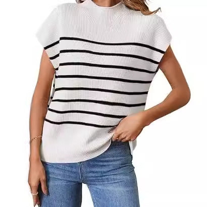 Damen lässiges gestreiftes Strickoberteil im modernen Schnitt EB