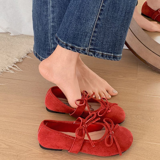Damen Ballerinas mit modischem Schleifen-Design und weicher Sohle EB