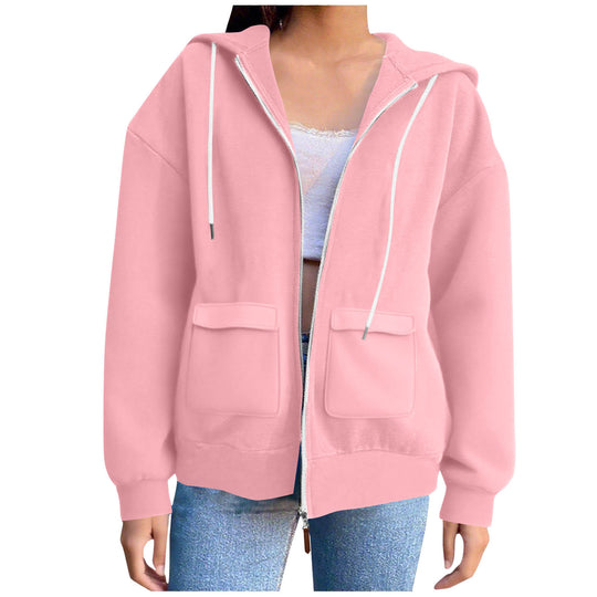 Damen lässige Kapuzenjacke mit großen Taschen EB