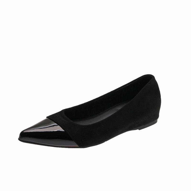 Damen elegante Ballerinas mit geschmackvollem Lack- und Veloursledermix EB