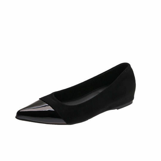 Damen elegante Ballerinas mit geschmackvollem Lack- und Veloursledermix EB