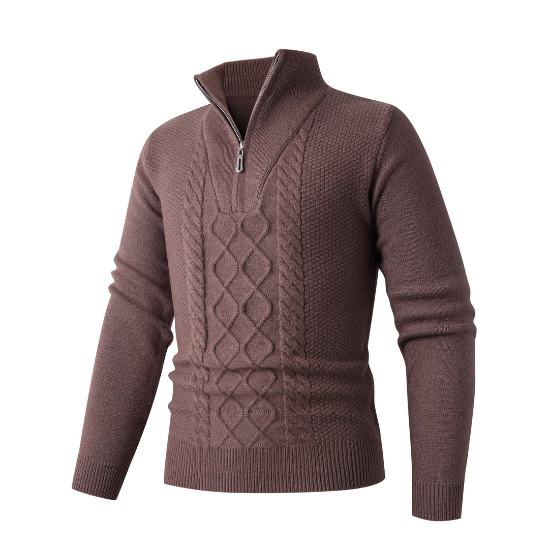 Herren Eleganter Strickpullover mit hohem Kragen und Reißverschluss EB