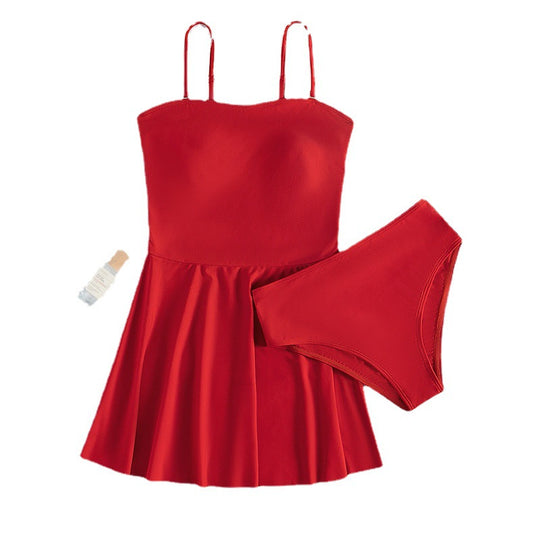 Damen Sommerlicher Badeanzug mit schwingendem Rock EB