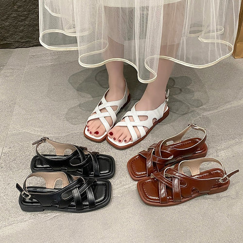 Damen Slingback Sandalen mit kreuzverzwicktem Riemendesign EB