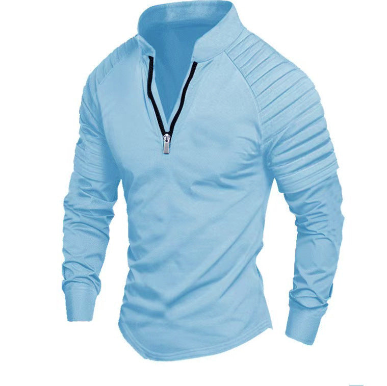 Herren nan Slim-Fit Troyer mit gesteppter Schulterpasse und halbem Reißverschluss EB