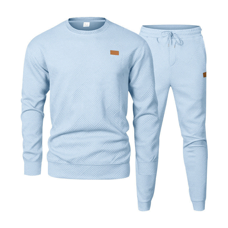 Herren Feinstrukturiertes Lounge-Set mit Rundhals-Pullover & schmaler Jogginghose EB