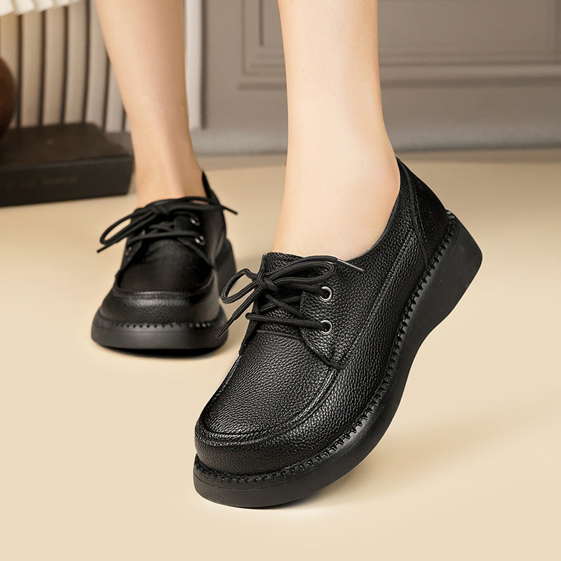 Damen Bequeme Schnürschuhe aus hochwertigem Leder mit ergonomischem Fußbett EB
