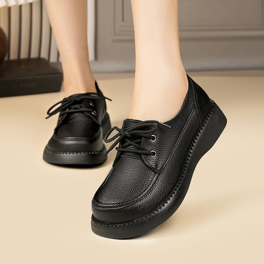 Damen Bequeme Schnürschuhe aus hochwertigem Leder mit ergonomischem Fußbett EB