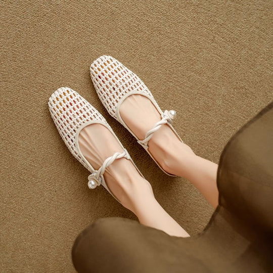 Damen Ballerinas mit elegantem Netzdesign und stylischem Riemchen EB