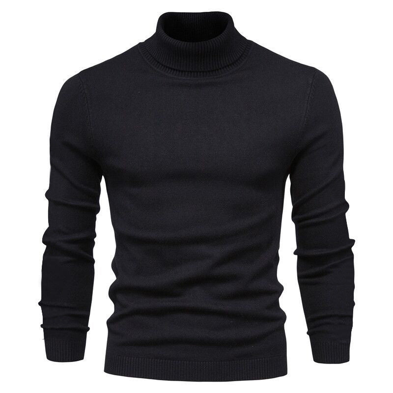 Herren nan schmal geschnittener Rollkragenpullover aus Merino-Baumwollmix mit hohem Kragen EB