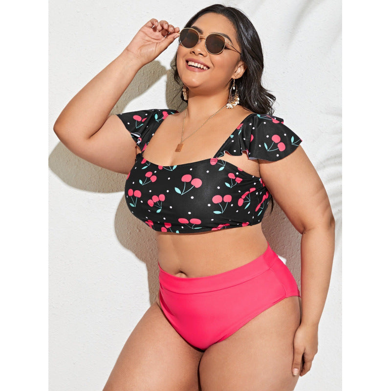 Damen Bikini-Set mit Raffinierter Rüschendetail und Bequemem Hohem Bund EB