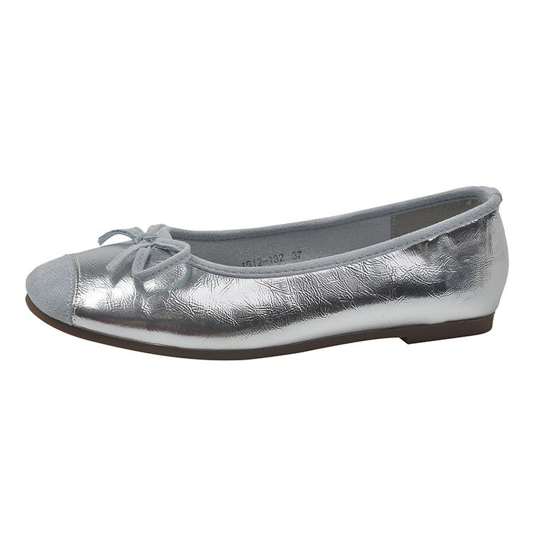 Damen bequeme Ballerinas mit dekorativem Schleifenakzent und elastischem Fußbett EB