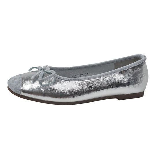 Damen bequeme Ballerinas mit dekorativem Schleifenakzent und elastischem Fußbett EB