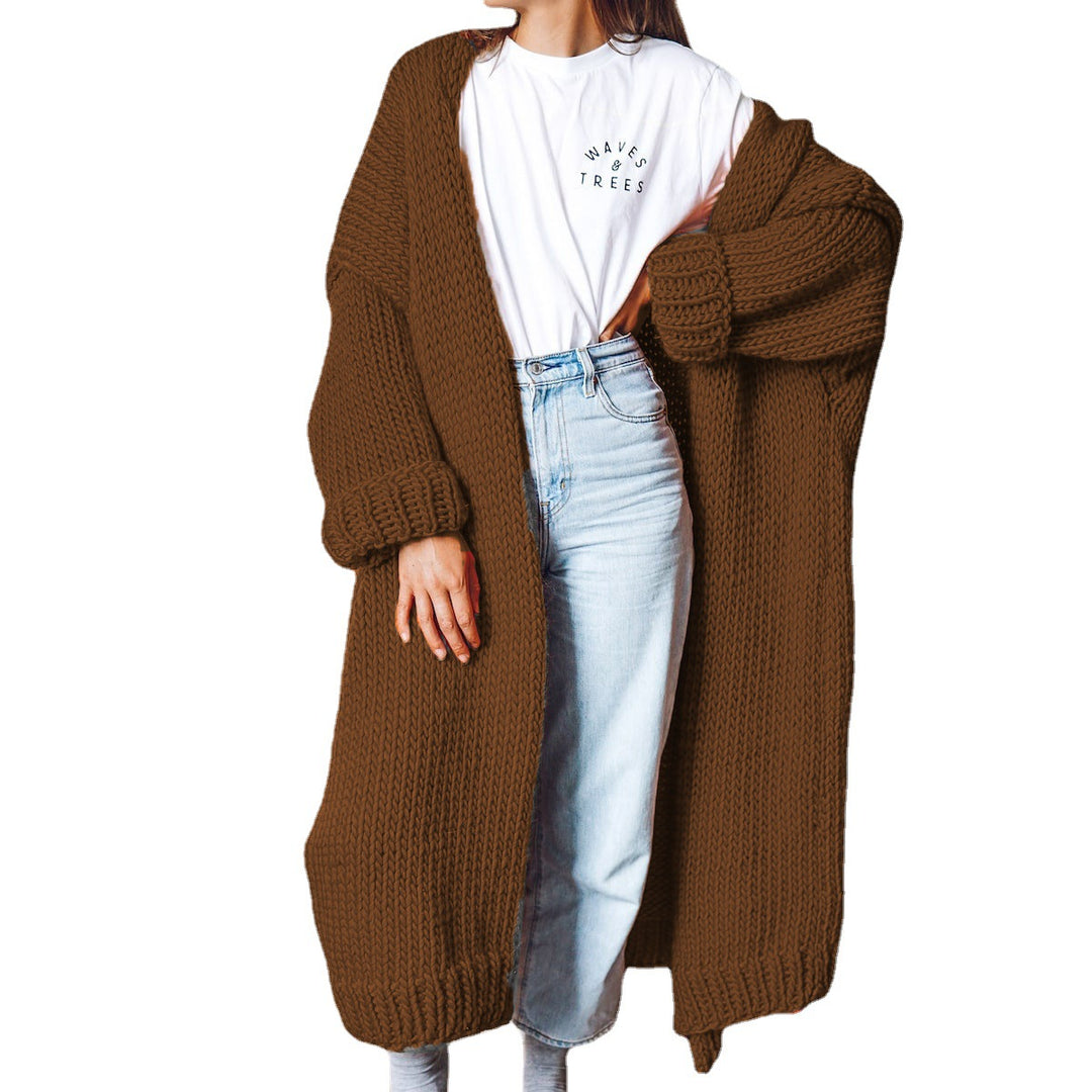 Damen Grobstrickmantel mit offenen Fronten und tiefen Taschen EB