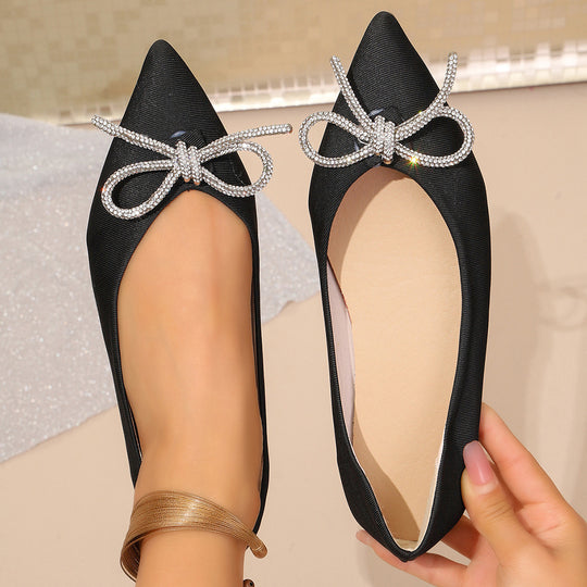 Damen Ballerinas mit funkelndem Schleifenakzent und elegantem Schnitt EB