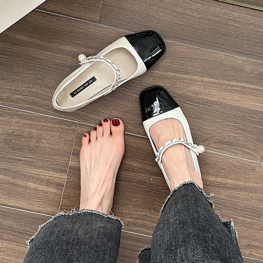 Damen elegante Mary Jane Ballerinas mit dekorativer Schnalle EB