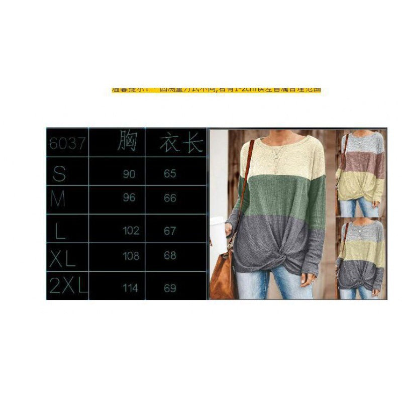 Damen Colorblock Strickpullover mit Twist‑Vorderteil und Rundhalsausschnitt EB