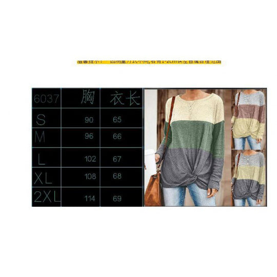 Damen Colorblock Strickpullover mit Twist‑Vorderteil und Rundhalsausschnitt EB