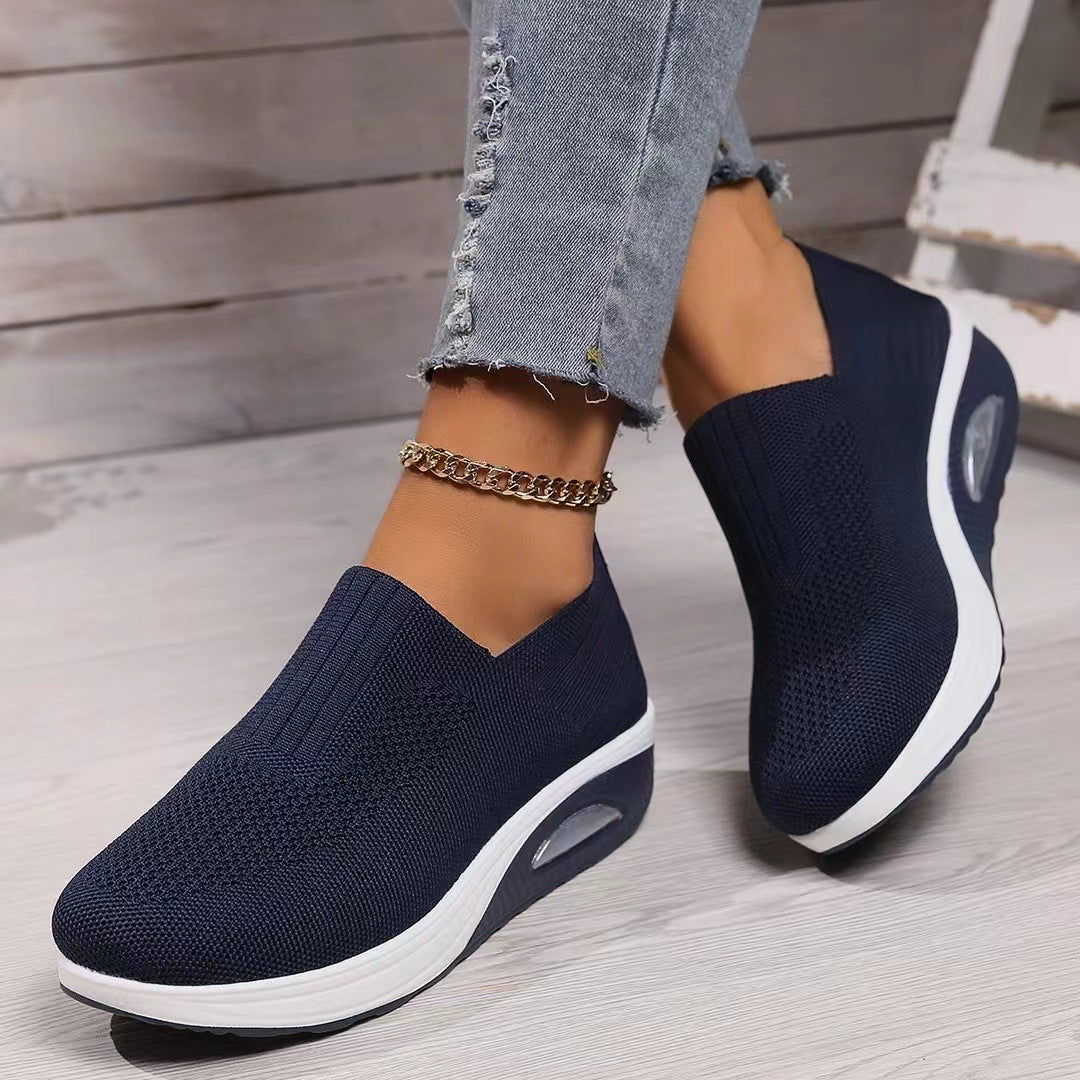 Damen atmungsaktive Slip-On Sneakers mit elastischem Obermaterial EB