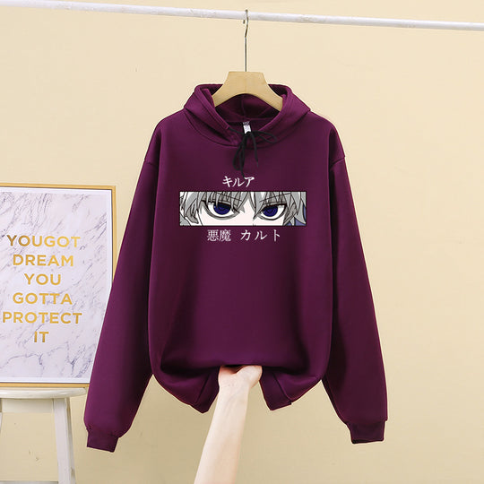 Unisex nan oversized Kapuzenpullover mit anime Augenprint und weicher Baumwollmischung EB