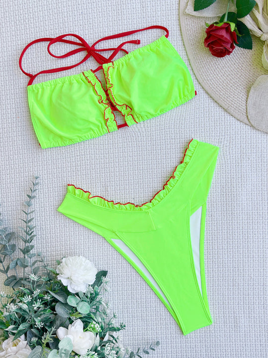 Damen Luxus Bikini mit verspielten Rüschendetails EB