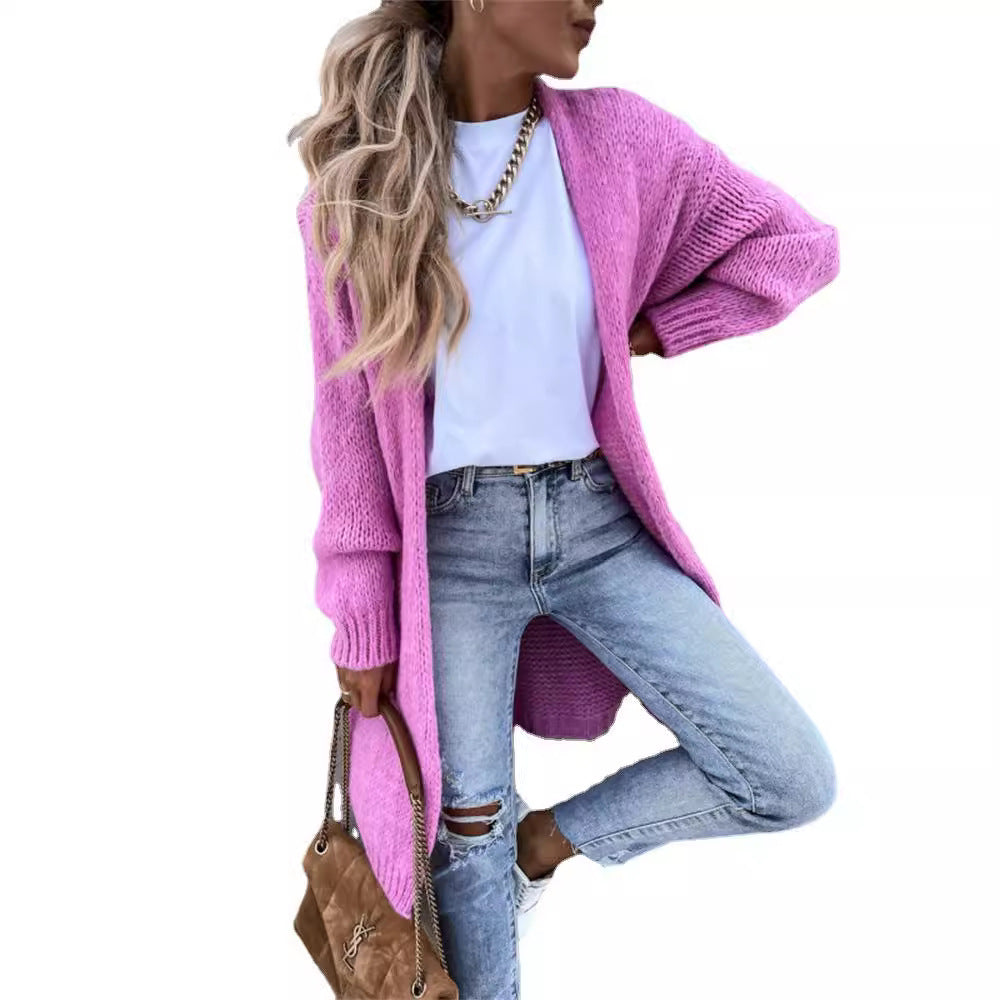 Damen Offene Strickjacke mit groben Maschen und lässigem Schnitt EB