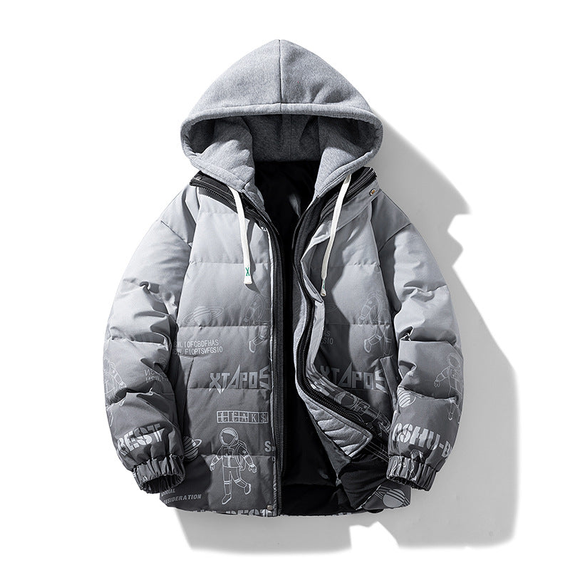 Herren Stepp-Winterjacke mit Kapuze und Printdetails EB