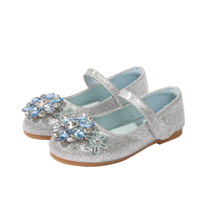 Damen Ballerinas mit glitzernden Blumenapplikationen EB