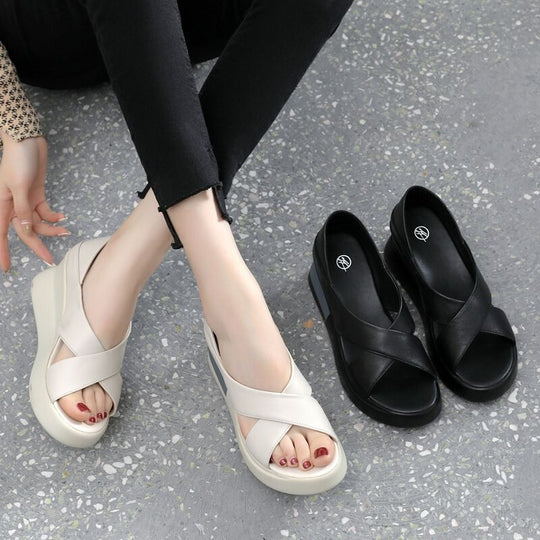 Damen Wedge-Sandalen mit geschlossenen Zehen und komfortablem Fußbett EB