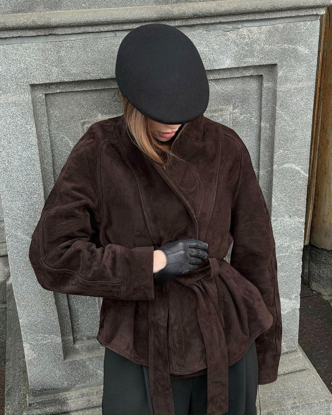 EB | Wildleder Langärmliger Nubukmanteljacke