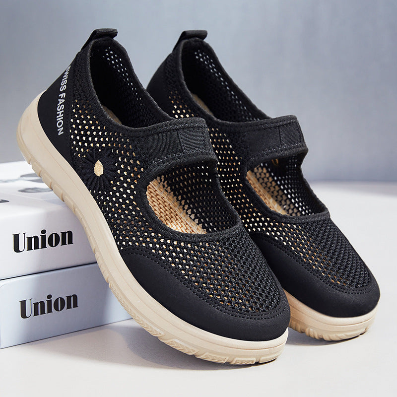 Damen Bequeme und atmungsaktive Freizeitschuhe mit elastischem Riemen EB