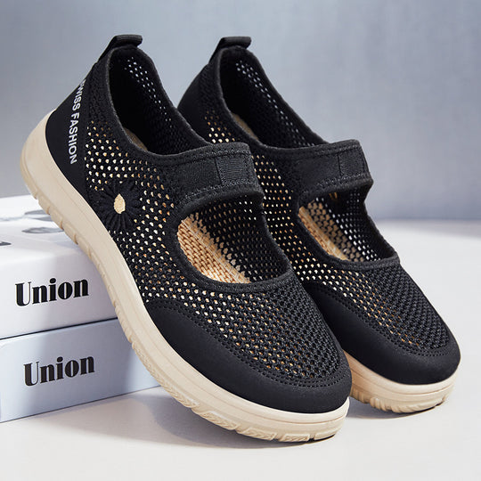 Damen Bequeme und atmungsaktive Freizeitschuhe mit elastischem Riemen EB