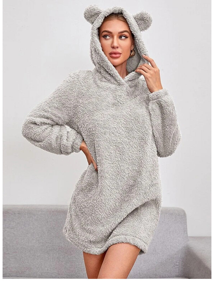 Damen Kuscheliger Hoodie mit Bärenohren EB