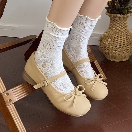 Damen Ballerinas mit Rüschendetail und bequemer Schnalle EB