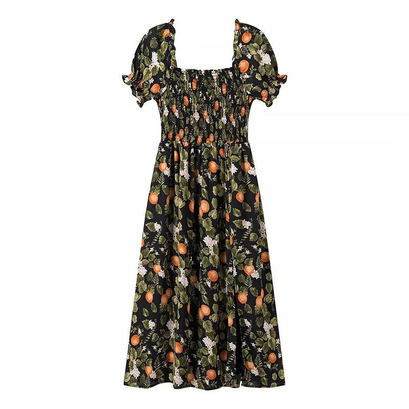 Damen Maxikleid mit floralen Stickereien und elastischem Einsatz EB