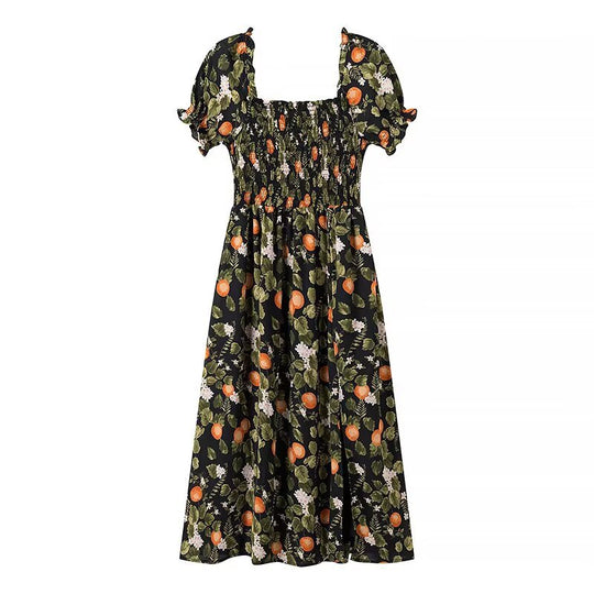 Damen Maxikleid mit floralen Stickereien und elastischem Einsatz EB