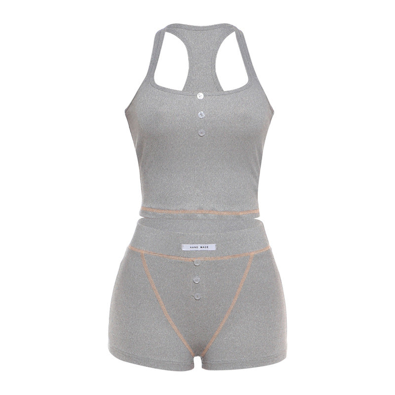 Damen Sportliches Set mit Racerback-Top und Shorts EB